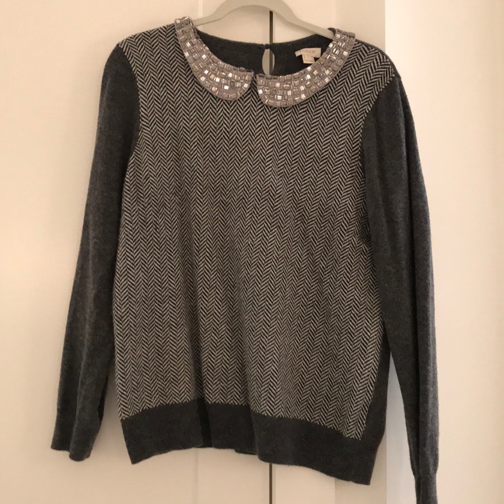 J. Crew rhinestone collared sweater